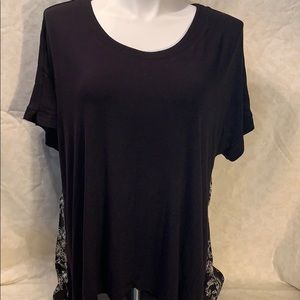 Ava & Viv black short sleeve tee with floral back.